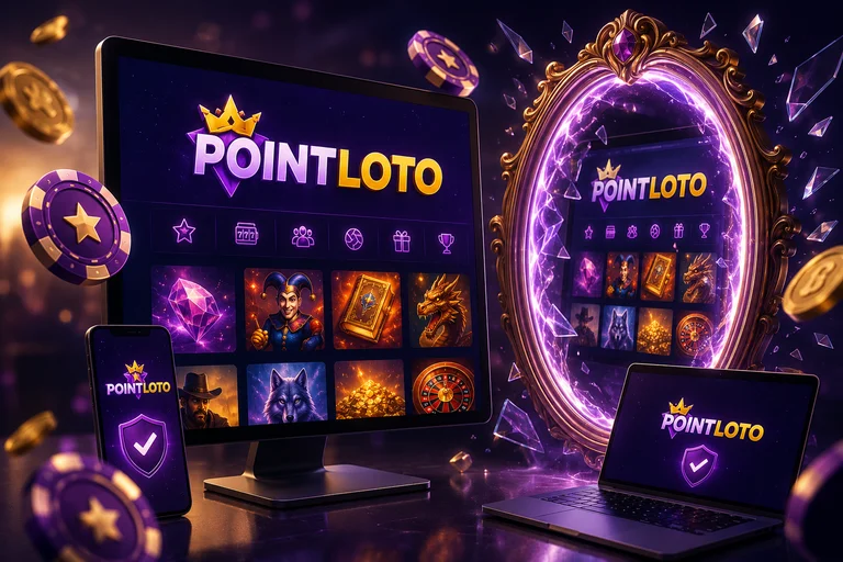 Ілюстрація дзеркала Pointloto: та сама вітрина казино на моніторі, ноутбуці та смартфоні